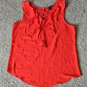Sami & Jo Red Ruffled Tie Front Blouse